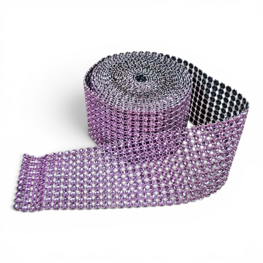 Rhinestone Mesh Ribbon Purple Good DIY Craft Trim Bling Roll